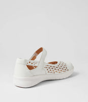 Ziera Sebille Xf White Leather Flat Shoes